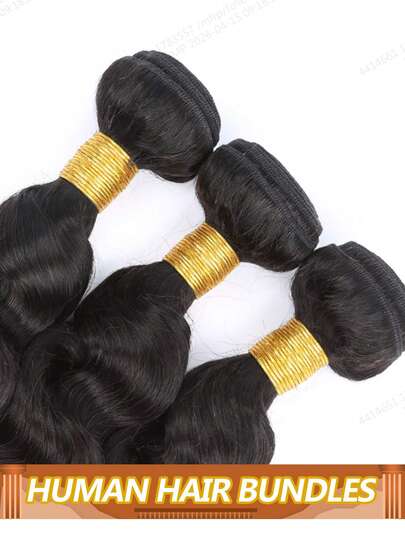 3束柔和水波纹真人发接发，巴西原生发，未经加工，编织接发，自然黑发发片，女士适用