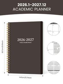 2026-2027 年月度计划笔记本,A5 简约风格月度计划本,提升效率,螺旋装订,学校/办公用品,教师节、母亲节、护士礼物 - A5 - 查看 12