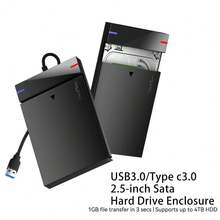 VegGieg USB3.0/Type-C 3.0 2.5英寸SATA硬盘/固态硬盘盒，即插即用型外置硬盘盒，适用于台式机和笔记本电脑 - 彩色 - 查看 1