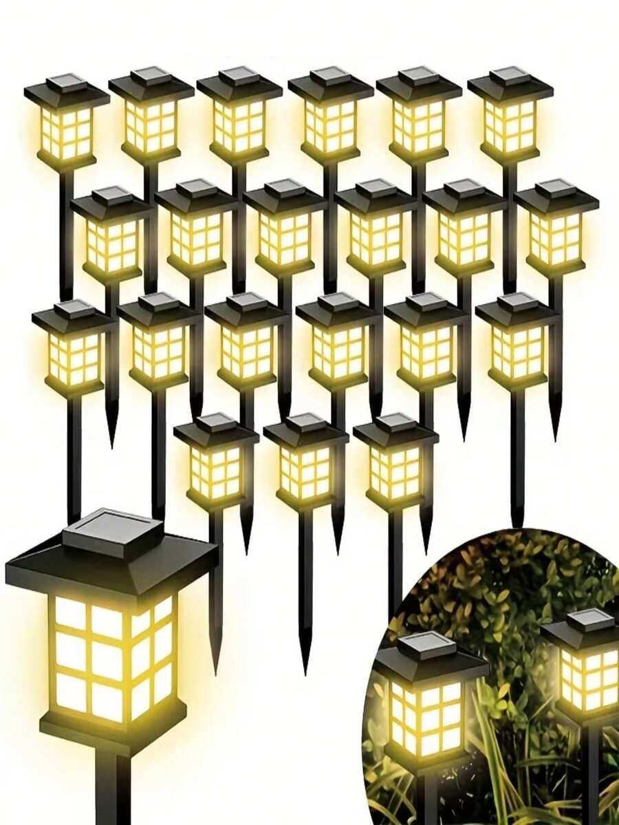 6个太阳能迷你房屋灯，LED太阳能路径灯，户外太阳能景观灯 - 非常适合用于花园装饰、景观装饰、路径装饰、庭院装饰、露台装饰、车道装饰、草坪装饰、派对装饰、家居装饰、生日装饰、母亲节装饰和婚礼装饰