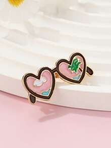1pc Cute & Fashionable Enameled Drip Oil Glasses Brooch, Creative Summer Beach Style Decor For Daily Wear, Gift, Holiday - Multicolor - View 2