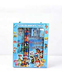 Authorized By PAW Patrol Cartoon Character Style Stationery Gift Box Set, Including Pencil, Notebook, Pencil Sharpener, Pencil Case, Ruler And Eraser,Crayon - Baby Blue - View 3