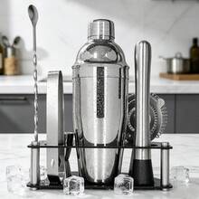 Set de 8 piezas de herramientas de barman para cócteles - Incluye coctelera, dosificador, colador, machacador, cuchara, libro de recetas - Ver 5