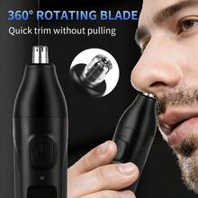 Set Alat Cukur Listrik WEEME 3-in-1 - Termasuk Alat Cukur, Pemangkas Bulu Hidung, dan Alat Pemotong Tepi. Perangkat Multifungsi Portabel Ini Memiliki Peringkat Tahan Air IPX6, Cocok Untuk Memangkas Jenggot, Kumis, dan Alis. - Hitam - View 8