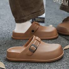 Sandalias casuales de hombre, nuevas sandalias cerradas, pantuflas cómodas para exteriores, chanclas antideslizantes y ligeras para la casa, sandalias de playa duraderas para uso diario - Marrón - Ver 10