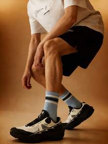 1 Pair Men's Mid-Calf Socks, All-Season, Soft Breathable Skin-Friendly, High Elasticity Moisture-Wicking, Durable Non-Binding, Suitable For Daily Commute, Casual, Basketball, Cycling, Hiking, Running, Men's Ideal Gift - Multicolor - View 3