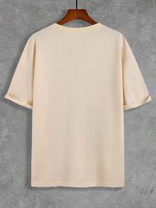 Manfinity LEGND Loose Fit Men's Solid Color Round Neck Short Sleeve Casual T-Shirt - 卡其色 - 查看 4