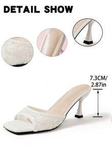 NANBEI ZUO Giày sandal cao gót lưới trắng mùa hè mới, kiểu dáng tối giản, mũi vuông, đa năng, phù hợp cho đi làm, văn phòng, lễ hội âm nhạc, ngày Valentine, gót cao thanh lịch, món quà tuyệt vời cho Ngày của Mẹ. - trắng - Xem 6