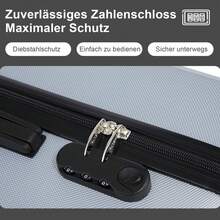 YONSLY 2‑Piece Suitcase Set 24/28 Inches With 4 Wheels 360° Combination Lock Mesh Pocket Soft Rubber Handle Lightweight Shockproof Hard Shell Suitcase - 銀色 - 查看 3