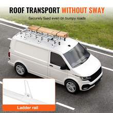 Trailer Ladder Rack, 56" 3 Crossbars Ladder Roof Rack, Heavy-Duty Steel Van Roof Ladder Rack, 90 Kg Capacity Each Bar Van Ladder Rack With Cargo Roller, Fit For Ford Transit Custom 2013-2024 - Barra transversal 90 kg/barra - Ver 5