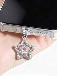 Tapón antipolvo para auriculares con cielo estrellado de strass, decoración elegante y linda para el puerto de carga del teléfono, accesorio único anti-pérdida - Multicolor - Ver 5