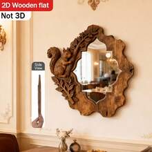 1 chiếc gương trang điểm treo tường bằng gỗ in hình sóc, gương treo tường in hình sóc, thích hợp trang trí phòng khách, phòng ngủ, phòng tắm, quà tặng sáng tạo. - 1PC - Xem 3