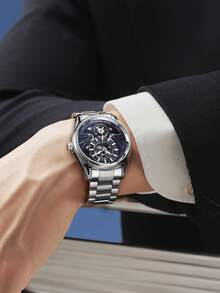 1 chiếc đồng hồ cơ tự động nam, mặt số lớn rỗng Tourbillon, dây kim loại, đồng hồ đeo tay nam phong cách công sở thường ngày, quà tặng cho bạn trai nhân dịp sinh nhật/lễ hội, FW-6021 - FW-6021 - Xem 2