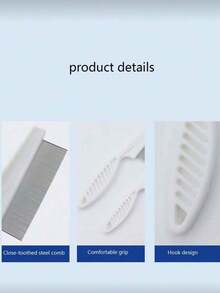 1pc Pet Flea Comb, Stainless Steel Single-Row Grooming Brush For Dogs & Cats - Multicolor - View 5