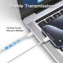 60W Type-C To Type-C Fast Charging Data Cable, Dual USB-C Braided Sync Cord, Compatible With IPhone 16/15/17 Pro Max Plus, POCO, With Packaging - White - View 3