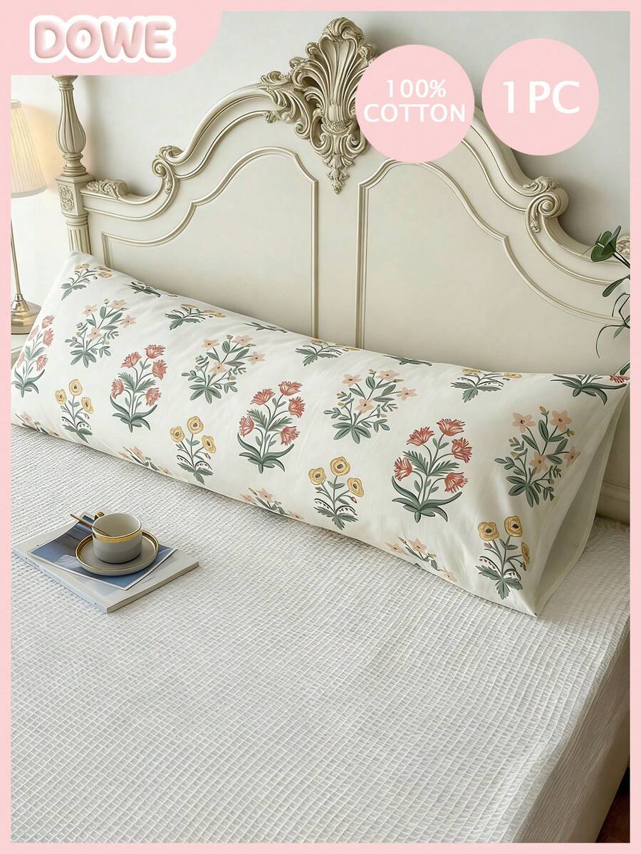 1pc 100% Cotton Pillowcase, Floral Pattern, Soft & Comfortable, Envelope Style, Suitable For Bedroom, Living Room, Sofa Decor - Multicolor - View 1
