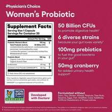 Physician's Choice Women's Probiotic Daily Digestive, Gut Health, Urinary Tract, And Immune Support For Women With 50B CFUs, Cranberry & Prebiotics - 1瓶 - 查看 6