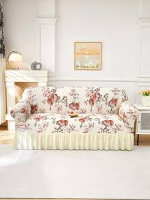1pc Slip-Resistant Elastic Decorative Sofa Cover, Milk Silk Fabric Floral Print Skirt Design, Fit For Single/Double/Three/Four Seater Sofa, Pet-Friendly, Colorful, Suitable For Spring/Summer/Autumn/Winter - Multicolor - View 5