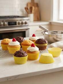200 chiếc giấy màu vàng dùng để trang trí bánh cupcake, thích hợp cho đám cưới, sinh nhật, ngày Valentine, Giáng sinh và các buổi họp mặt gia đình. - Nhiều màu - Xem 7