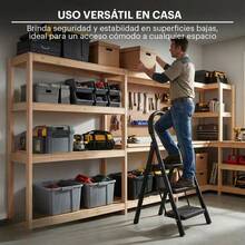 Steel Folding And Portable Tubular Step Ladder With 3 Steps - Negro1 - View 3