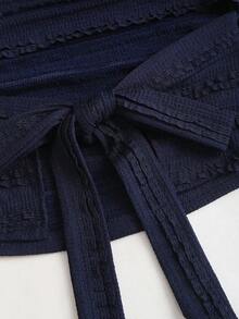 Conjunto de 2 piezas de top sin mangas plisado y minifalda de unicolor para mujer - Azul - Ver 8