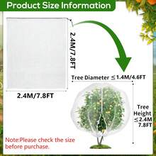 7.8 X 7.8 Ft Large Fruit Tree Netting Cover With Zipper And Drawstring Garden Insect Netting Plant Cover Transparent Bird Plant Barrier Flower Fruit Mesh Screen For Preventing Deer Squirrel Bug - One Size Fits All - View 3