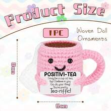 1pc A Lovely Lady's Birthday Gift, Actively Hand Crocheted Pink Tea Cup Desktop Decoration - A Fun And Unique Emotional Small Gift For Tea Lovers To Give To Their Best Friend, Girlfriend, Wife, Mother, And Colleagues. Thank You For Valentine's Day, It's Not Just A Cup - It's A Daily Encouragement! A Small Symbol With A Big Heart - Perfect For Birthdays, Valentine's Day - Multicolor - View 8