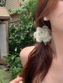 1 Peça Grampo de Cabelo Grande com Flor de Rosa Falsa, Estilo Princesa Doce e Elegante, Versátil, Adequado para Fixar Penteados Meio Presos, Ideal para Passeios na Primavera, Piqueniques, Sessões de Fotos, Encontros, Festivais, Festas - Multicolorido - Visão 7
