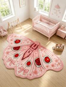 1 pieza Alfombra de piso de peluche con lazo rosa, alfombra decorativa para habitación de bebé, alfombra de juego para niños, alfombra decorativa, alfombra para dormitorio, alfombra pequeña, alfombra, decoración del hogar, alfombra para exteriores, alfombra lavable - Multicolor - Ver 1