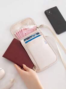 Multi-Compartment Crossbody Phone Bag, Anti-Theft Small Square Bag, Lightweight Solid Color Wear-Resistant Travel Passport, Versatile Hands-Free Carry - Multicolor - View 7