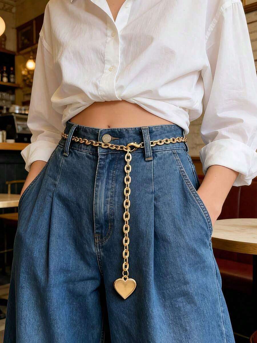 1pc Women's Minimalist Waist Chain - Elevates Presence, Cinches Waist, Suitable For Casual Daily And Commute, Perfect With Dresses And Formal Wear| Understated Luxurious Fashion Accessory - Vàng - Xem 1