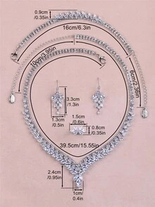 CORUIXI Bộ 4 dây chuyền nữ hình chữ V đính đá Zirconia, trang sức cao cấp màu bạch kim, thích hợp làm quà tặng đám cưới, tiệc tùng, dạ hội. - Mạ bạch kim - Xem 19