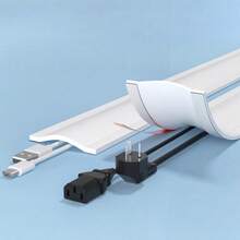 1pc PVC Self-Adhesive Cable Protector, Wear-Resistant Anti-Tripping Wall-Mounted Floor Cable Organizer - A - View 8