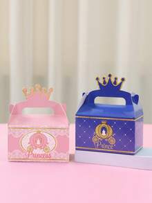 Bộ 4 hộp quà thiết kế vương miện công chúa và hoàng tử màu xanh dương và hồng, hộp đựng kẹo dễ thương, túi quà, túi gói quà sinh nhật, thích hợp làm quà tặng tiết lộ giới tính, quà tặng cô dâu và phù dâu, trang trí tiệc chủ đề công chúa và hoàng tử, trang trí tiệc mừng em bé chào đời, hộp quà tặng tiệc tiết lộ giới tính, đồ dùng tiệc cưới - Nhiều màu - Xem 8