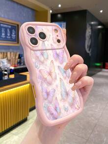 1 chiếc ốp lưng điện thoại hình bướm hồng chống sốc, in UV, tương thích với Apple/Galaxy. - Hồng - Xem 6