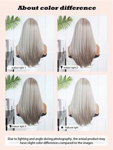 20 Inch Layered Straight Synthetic Wig With Bangs, Light Golden Color, Y2K Style Silver Gray Long Hair Wig, Suitable For Women Halloween, Christmas, Cosplay Party Gifts - Grey - View 10