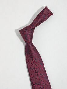 1pc Men's Vintage Paisley Pattern Tie - Red - View 4