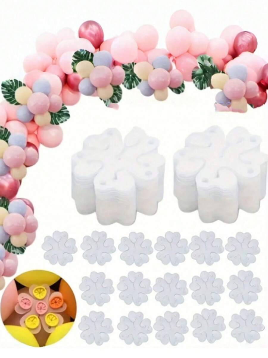 50pcs Clover Shaped Balloon Clips - Flower Shaped Balloon Fixers, DIY Balloon Accessories, Party Decorations, Balloon Shaping Tools, Suitable For Weddings, Birthdays, Graduations, Anniversaries, Theme Parties, Retro Gatherings, Bachelorette Parties - one-size - View 1