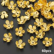 60 chiếc nắp chụp hoa 8mm, hạt đệm hợp kim, nắp chụp hoa, miếng đệm hạt, hạt vòng tay, dây chuyền & bông tai dùng để làm đồ trang sức DIY. - Mũ đính hoa - Xem 10