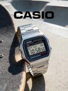 Casio 卡西欧男士石英表，适合日常通勤，不锈钢表壳，30米防水，经久耐用，A158WA-1 - 均碼 - 查看 4