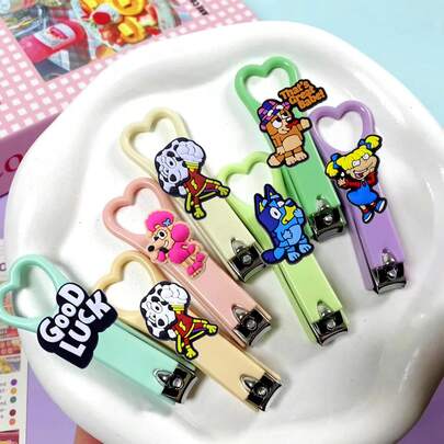 Bluey 1个Brui指甲钳，便携式可折叠创意卡通设计，不锈钢指甲剪，适用于美甲和修脚，无异味指甲护理工具，耐用指甲钳，指甲护理必备品（颜色随机）