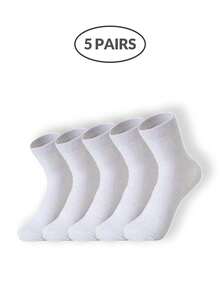Men's Premium White Crew Socks Bulk Pack (5/10/15/20/30 Pairs) - Elastic Fit Breathable Work Socks, Suitable For Business, Fitness, Travel - Non-Slip Elastic Cuff, Moisture-Wicking, Daily Essential - White - View 10