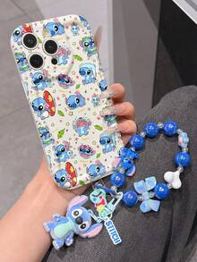 Disney Has Authorized, Phone Case - Chain Set, The Stitch Lilo & Stitch Phone Case Plus A Silicone 3D Or Fluffy Style Stitch Bracelet With Metallic Ring Removable Bracelet, Stitch And Angel Pattern, Compatible With Iphone 17/16/15/14/13/12/11/XS/XR/X Plus Pro Max, Wavy Design Phone Case For Girl, A Stylish Cartoon Summer Phone Case, The Perfect Gift Choice, Phone Protection, Durable Phone Cover, Great Gift For Friends And Family - Kiểu trắng B - Xem 3