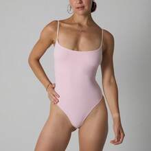 Double-Layer Bodysuit With High Elasticity, Slimming And Tummy Control, Triangular Design - Black - View 5
