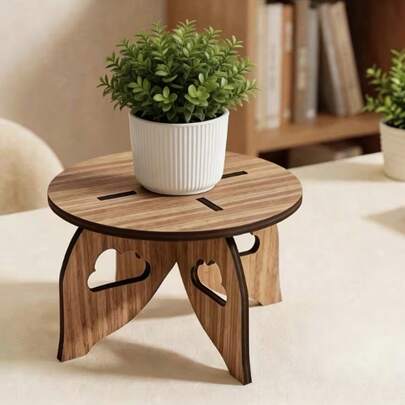 1pc Plant Stand, Wooden Leaf Design, Sturdy Support Structure, Indoor Plant Holder | Modern Decor | Decorative Plant Rack Suitable For Indoor Plants, Ideal For Home Or Office Decoration