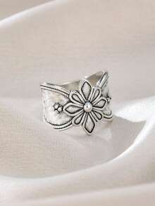 1PC Fashionable Retro Geometric Silver Ring, Simple And Versatile Everyday Ring For Women, Jewelry Gift - Ring - View 9