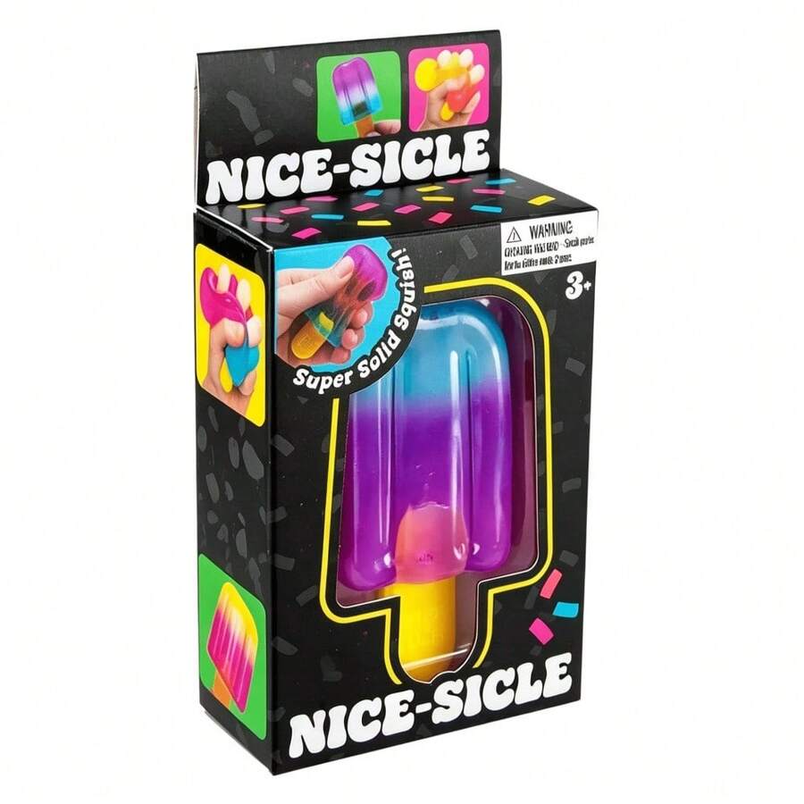 Super Solid Squish Popsicle Squishy Fidget Toy, Soft Squeeze Stress & Anxiety Relief Sensory Toy, Ideal Easter Basket Stuffer, Birthday & Party Favor Gift For Kids Ages 3+ - 紫色冰淇淋 - 查看 1