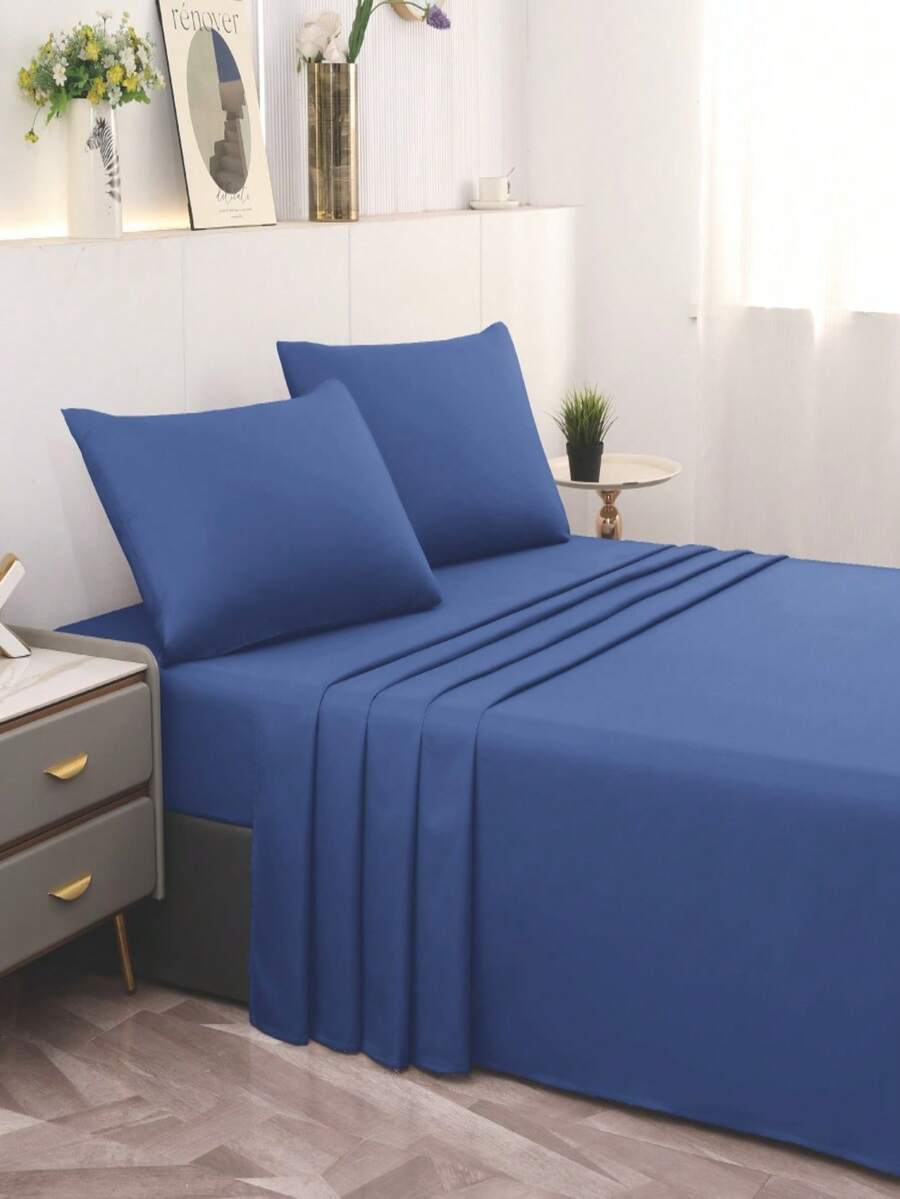 Queen Size Polyester Sheet Set, Ultra Soft Premium - Blue - View 1