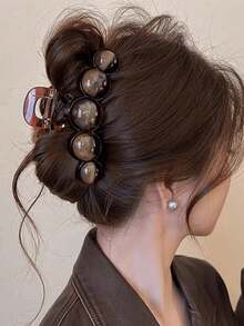 1/2 piezas Clips de pelo elegantes minimalistas de perlas falsas, clips de pelo de dientes grandes, accesorios de pelo de alta gama, adecuados para fiestas, trabajo, combinación de atuendos, accesorios de pelo elegantes para mujeres durante todo el año, viajes, cumpleaños - Multicolor - Ver 1