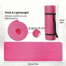 1 tấm thảm tập thể dục NBR mật độ cao, có khả năng hấp thụ sốc, được trang bị dây đai, dày và chống trơn trượt, phù hợp cho yoga, pilates, thể dục và khiêu vũ - Thảm tập màu trơn - Màu ngẫu nhiên - Xem 2